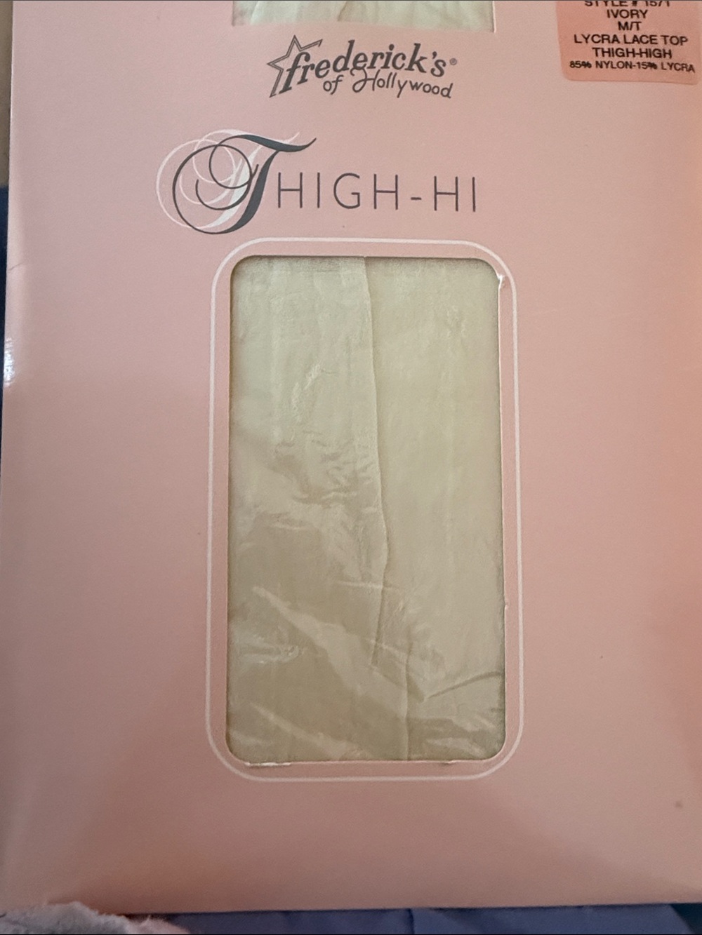 Frederick's of Hollywood Ivory Thigh-Hi Hosiery TALL MEDIUM NEW VINTAGE